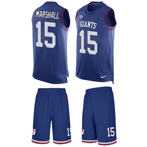 Nike Giants #15 Brandon Marshall Royal Blue Team Color Men's Stitched NFL Limited Tank Top Suit Jersey - Click Image to Close